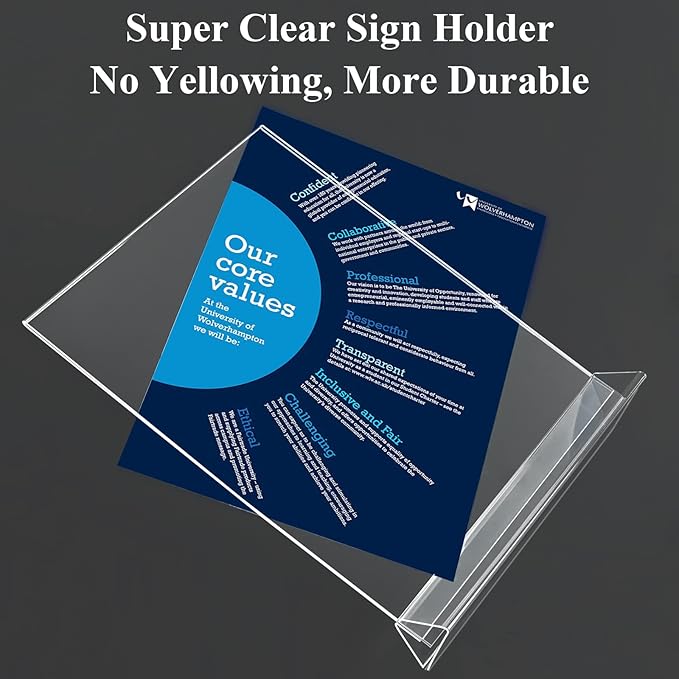 Seencool Acrylic Sign Holder 8.5 x 11 Vertical Double-Sided Flyer Display Stands, Plastic Table Menu Stand, Clear Picture Paper Frames for Office Home Store Restaurant 6Pack