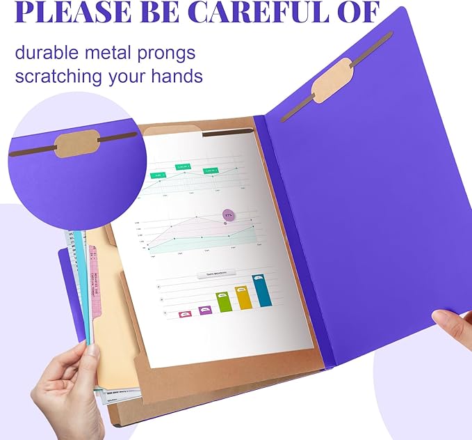 Skyygemm 24 Pcs Classification Folders Letter Size, 2 Pocket Dividers Pressboard File Folder with Fasteners, Expanding File Organizer Bulk for Teachers, Clergy, Office, Church, Christmas (Purple)