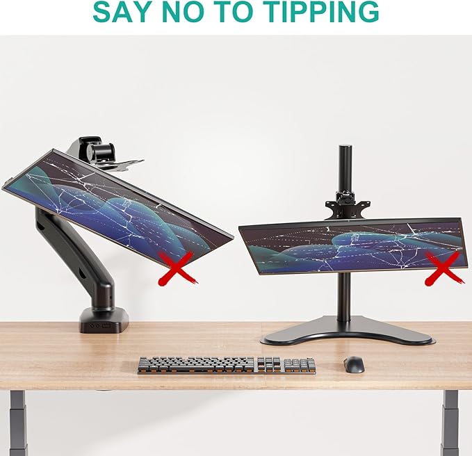 WALI Vertical Dual Monitor Wall Mount, Stacked Monitor Wall Mount for 17-38 Inch 2 Screens 22lbs each with Height Adjustment Heavy Duty Sturdy Steel Tilt Swivel Rotate Flexibility VESA 75x75/100x100mm