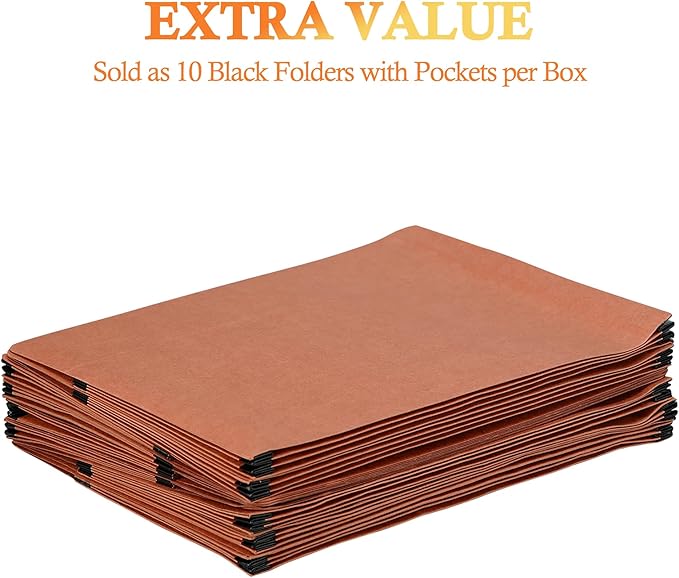 10 Packs Expanding File Pockets,5-1/4"" Expandable Folder Bag,Expandable File Folders Letter Size,Accordion File Organizer for Office,School,Home,Kraft