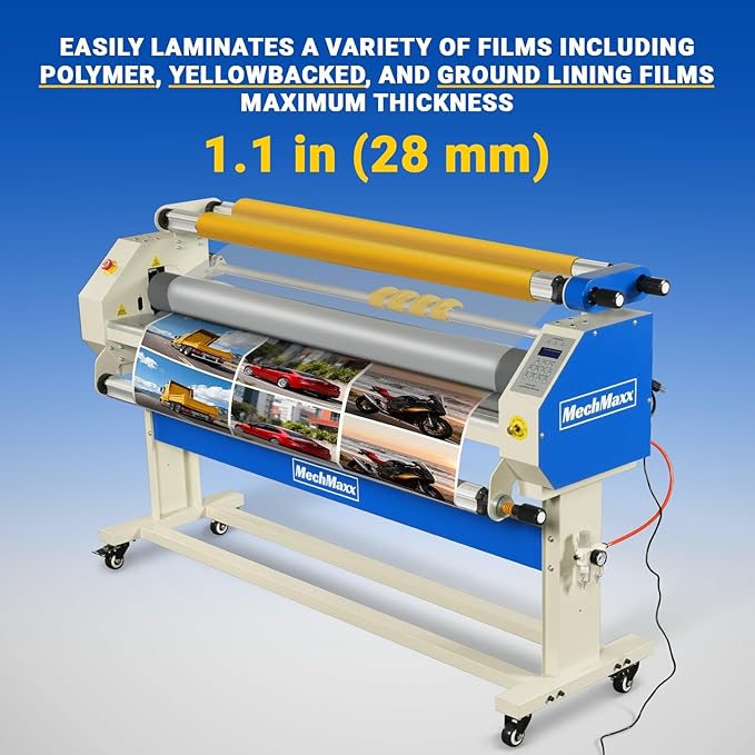 65" Full-Auto Cold & Heat Assisted Laminator Machine with 4 Trimmers, Max Speed 40ft/min, 63" Max Width, 1.1" Max Thickness, Infrared Heating, Digital Control for Vinyl Graphics, Inkjet Prints,1700-B2