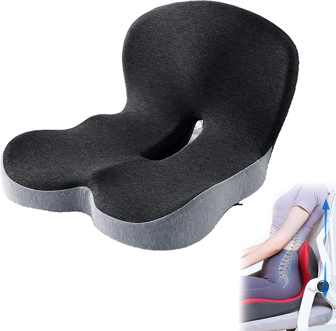 Celina Orthopedic Cushion, Celina Seat Cushion - Car Cushion with L Shaped Ergonomic Design, Memory Foam Seat Cushion for Office Chair, Car and Gaming Seat (Gray Mix)