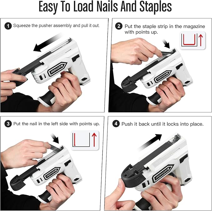 Bielmeier Electric Staple Gun, 2 in 1 Lithium-ion Electric Stapler, 4V Cordless Brad Nailer Kit with Staples Nails, USB Charger, Power Tacker for Upholstery, Material Repair, Carpentry, DIY