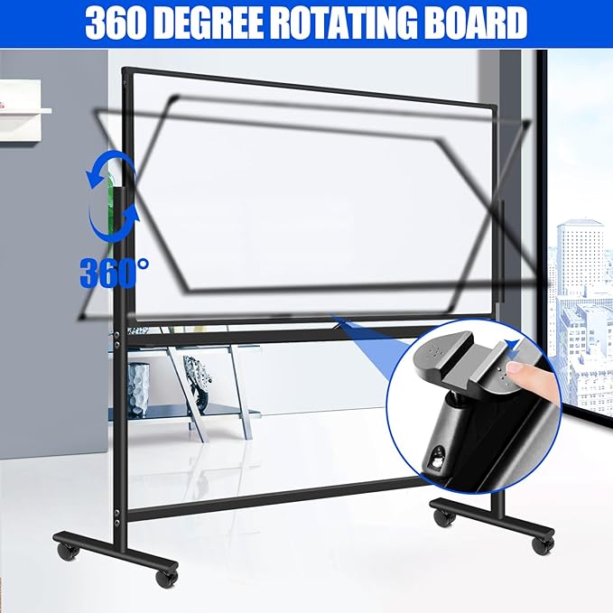 Large Rolling White Boards on Wheels 60 X 36 Inches Magnetic Dry Erase Board with Stand, Double-Sided 5' x 3' Whiteboard with Stands Stand Up White Board for Office, School, Home