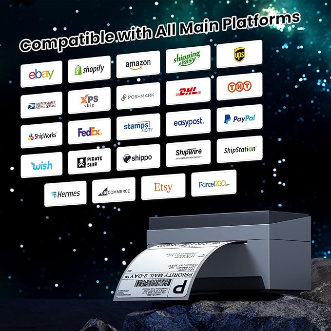 Wireless Shipping Label Printer-WiFi Thermal Label Printer 4x6,WiFi Label Maker for Small Business&Shipping Packages,Compatible with Phone&PC, Widely Used for TIK Tok USPS Amazon