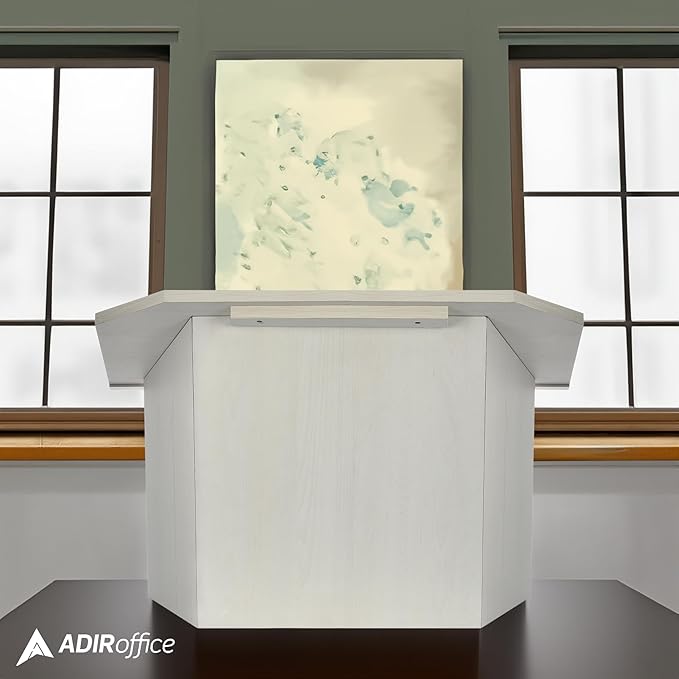AdirOffice Tabletop Podium, Folding Podium Ideal as a Tabletop Lectern, White