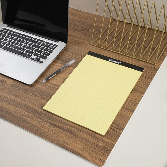 GUANGBO 12 Pack Yellow Legal Pads 8.5 x 11 College Ruled Note Pad 50 Sheets Notepads Micro Perforated Writing Pad for Work Study Daily Note Taking List