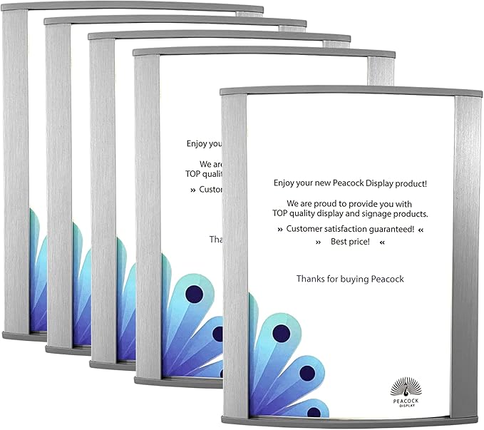 Curved Office Business Door Sign Holder | Aluminum Wall Mount Name Plate Holder, cubicle sign holder, sturdy and beautiful 6.00" W X 5.00" H (N124x6" 5 signs)