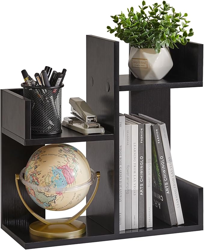 Book Organizer for Desk, Cute Desk Top Organizing, Tree Bookshelf Unique Nursery Bookcase, Book Ends for Desk, Book Holder for Shelf Black YD-DSR002B