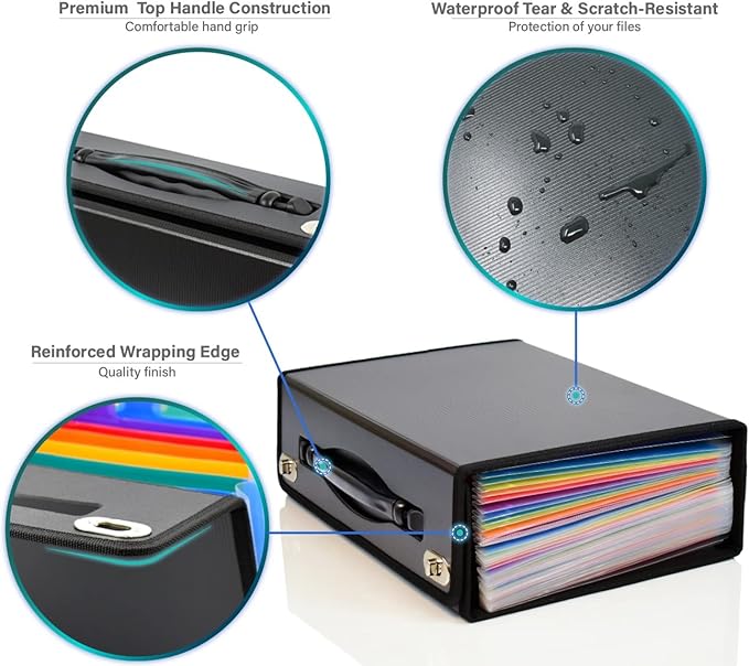 CNK Accordion File Folders with 36 Pockets Organizer for Document Paper Storage Folder Documents Expanding Binder Folio Pocket Receipt Filing Expandable Files Dividers Labels Letter Durable Handle