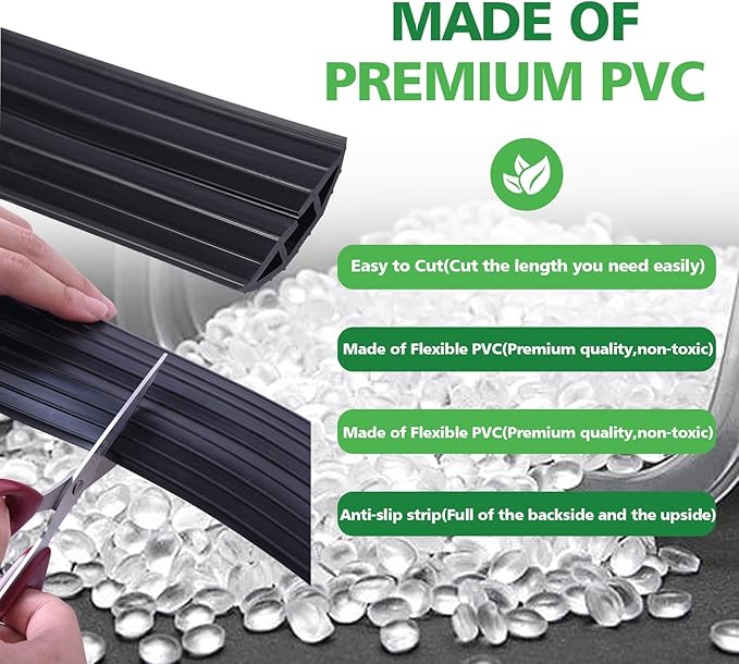 4ft Floor Cable Cover Heavy Duty PVC Cord Cover Wire Cover to Prevent Trip Hazard for Home Office or Outdoor(4ft, Black)