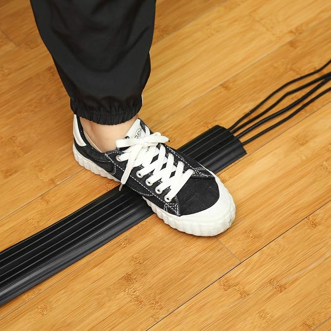 AGPTEK Heavy Duty Floor Cable Cover Cable Protector, 6.5 Ft Floor Cord Protector 3 Channels Floor Cord Cover (Mid Channel 0.62") Contains Cords, Cables and Wires, Good for Office, Home, or Outdoor