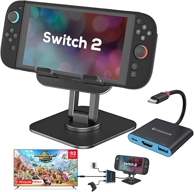 Switch 2 Dock kit with Switch Stand for Nintendo Switch 2 for HDMI 2.1+PD +USB A 3.2 compatibale with Laptop+MacBook ! ! Require Manual firmware Update for V21 or Above ! ! (Update Support Available)