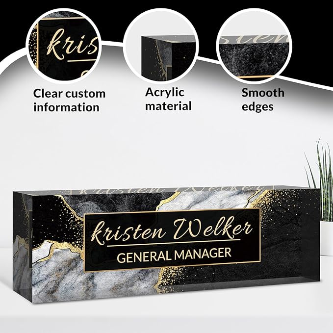 Desk Name Plate Personalized, Custom Name Plate for Desk, Acrylic Desktop Accessories, Office Gift & Decor for Women Men, Teacher Nurse Boss Employee Appreciation Gifts