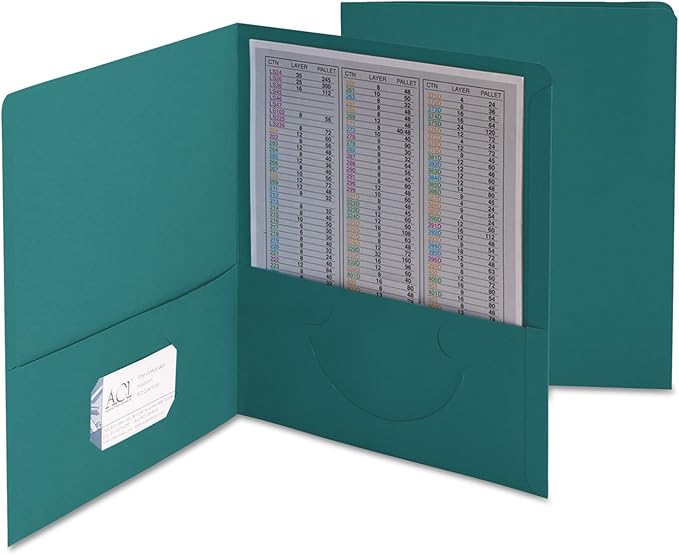 Smead Two-Pocket Heavyweight Folder, Letter Size, Teal, 25 per Box (87867)