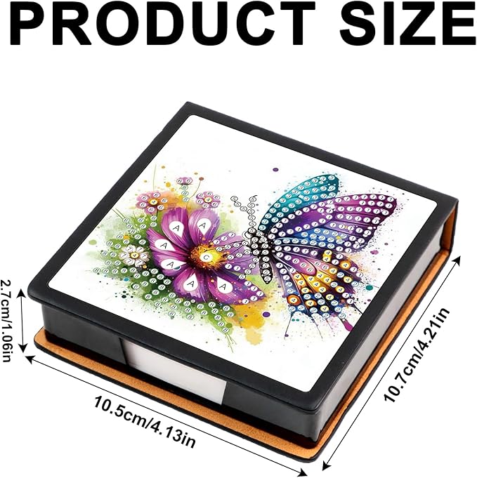 2 pcs Butterfly Diamond Painting Kit Note Box,Memo Paper Storage Box Diamond Art,Sticky Note Holder Diamond Art,Diamond Painting Memo Pad for Office Desk. (Butterfly)