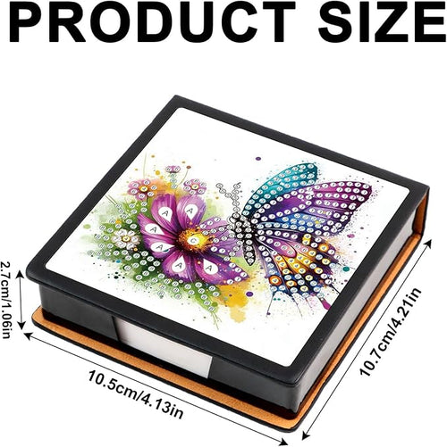 2 pcs Butterfly Diamond Painting Kit Note Box,Memo Paper Storage Box Diamond Art,Sticky Note Holder Diamond Art,Diamond Painting Memo Pad for Office Desk. (Butterfly)