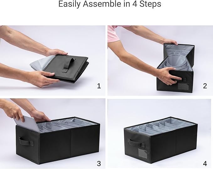 2 Pack Large Wardrobe Closet Organizer - Drawer Organizer Clothes, Efficient Sweatshirt Organizer for Closet, Versatile Closet Organizers and Storage (Black, 17.7" L x 9.8" W x 7.1" H)