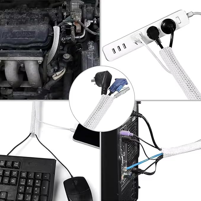 10ft 1/2 inch Cable Management White Cord Cover, Cable Organizer Cord Hider for Wall Mount TV for Computer Electrical Wire Power Cord Audio Video Cable, White