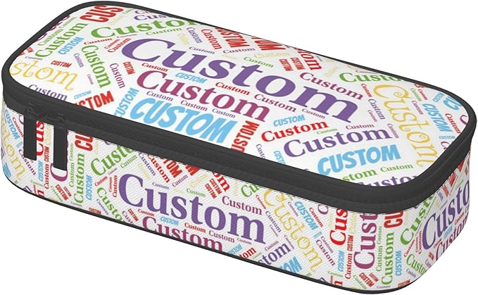Custom Pencil Case with Name, Personalized Pen Bag Add Your Image Text, Large Storage Students Stationery Pen Box with Zipper Durable Pencil Box for Girls Boys Office School