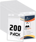 BESARME 200 Pack Vertical ID Card Badge Holder Clear Plastic Sealable Waterproof Zip Name Tag for Work Office Nurse School