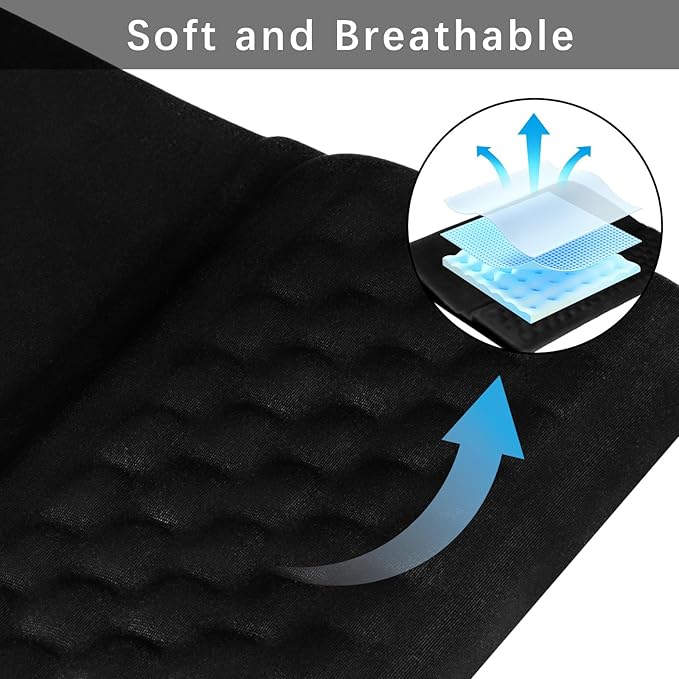 Keyboard Wrist Rest -Ergonomic Ergonomic Mouse Pad and Keyboard Wrist Rest- with Carpal Tunnel Pain Relief Massage Bumps and Full Memory Gel Design - Ideal Frequent Computer (Black)