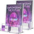 Acrylic Brochure Holder with Business Card Holder, 8.5"x 11", Clear Flyer Stands for Display, Ideal for Trade Show, Menu, Journals, Pamphlet, Magazine, Booklets, Literature (2-Pack Acrylic)