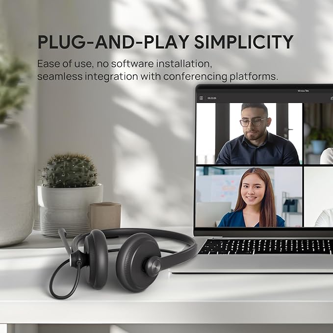 Yealink UH34 Wired Headset, Single Ear USB Headphones with Noise Cancelling Mic, Teams Certified, Mono Headset for PC Laptop VoIP Phone, All Day Comfort Design, Mute Button
