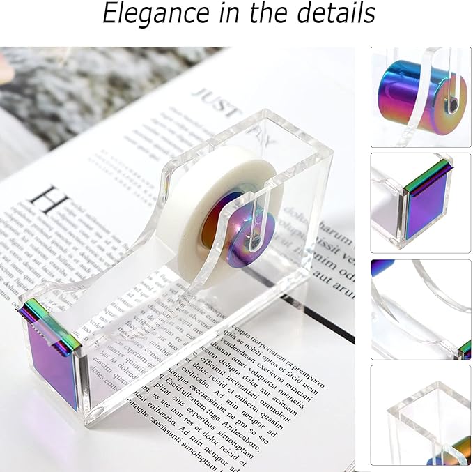 Famassi Dream Color Acrylic Stapler and Tape Dispenser Set, Office Supplies with Tape Dispenser, Stapler Remover, 2 Ballpoint Pen, Scissor, Binder Clips, Paper Clips and 1000pcs Staples