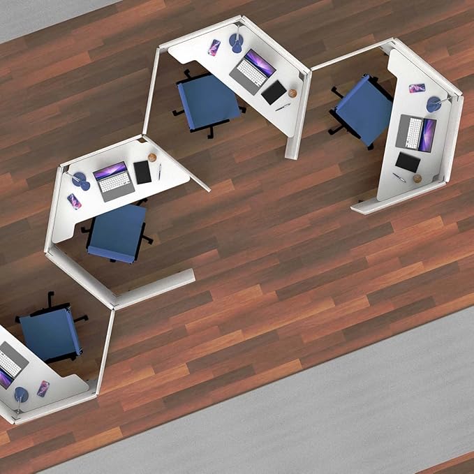 Stand Up Desk Store Noise Reducing Recycled PET 5 Panel Workpod with Height Adjustable Desk (Cool Gray, 73" W x 64” D x 54.5” H)