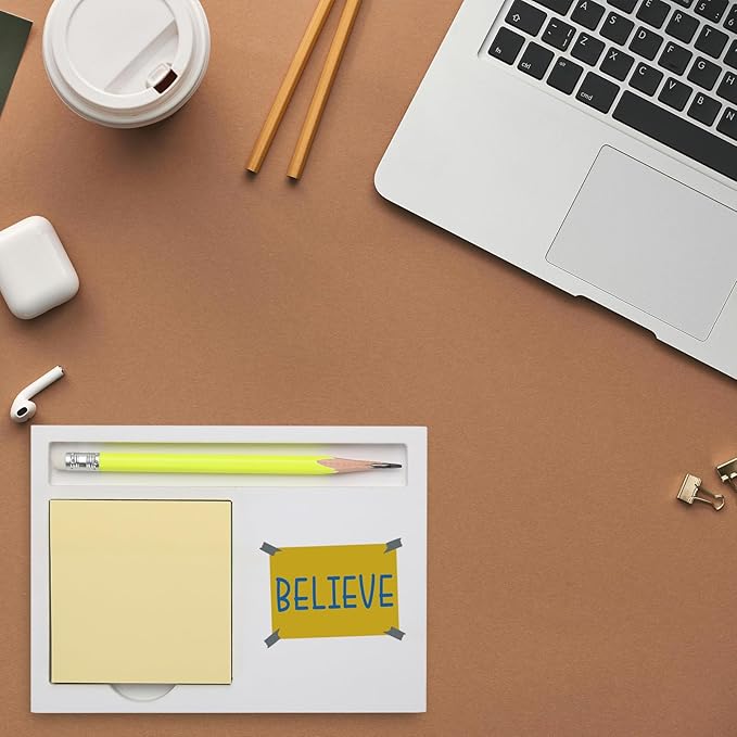 Positive Affirmations Believe Sticky Note Holder, Motivational Desk Organizer for Friend Teachers Students Coworkers Sister Brother, Encouragement Home Office Gift Note Pad Holders KBB04