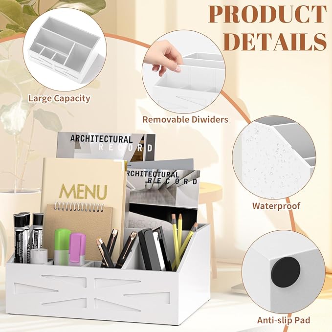 Large Mail Organizer Countertop,Farmhouse Desk and Kitchen Countertop Storage, Letter Sorter, Desk Mail Organizer and Bill Organizer, Desktop File and Paper Holder