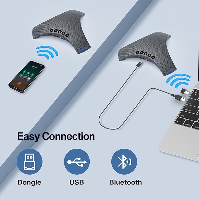 RayBit Conference Speaker and Microphone - Bluetooth Speakerphone with Daisy Chain, AI Noise Cancellation, Voice Enhancement, Support Wireless Dongle, USB Connection, Compatible with All Meeting Rooms