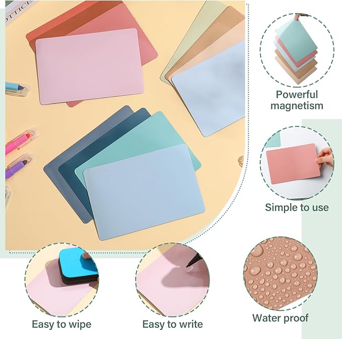 Ctosree 48 Pcs Dry Erase Magnetic Labels 4 x 6 Inch, Dry Erase Magnets Reusable Magnetic Magnets Name Tags Blank Multipurpose Colorful Stickers Strips for Whiteboard Locker School Office(Multicolor)