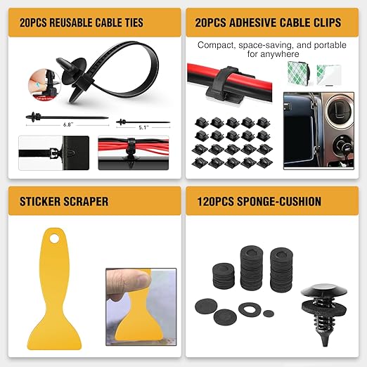 GOOACC 330Pcs Trim Removal Tool, Auto Push Pin Bumper Retainer Clip Set Fastener Terminal Remover Tool Adhesive Cable Clips Kit Car Panel Radio Removal Auto Clip Pliers, Yellow