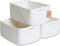 NaturalCozy 11.8"x8"x4.5” Storage Baskets for Shelves 3 Pack | Cotton Rope Woven Small Baskets for Organizing | Small Storage Bins for Nursery, Bathroom, Closet, Cube Shelf, Decorative, Gift Basket