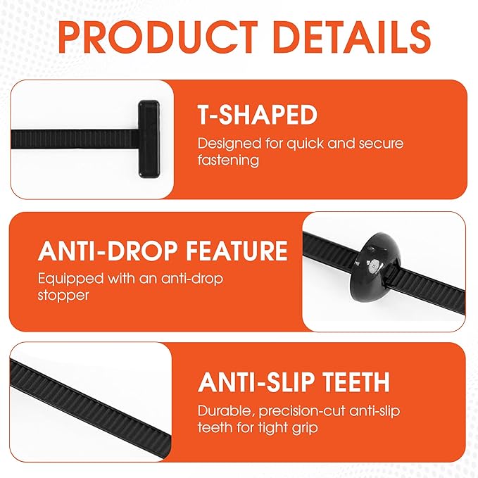 100 Pcs Nylon Universal Cable Tie Buckles — Heavy-Duty Zip Tie Buckle Clips with Pin & Button Design, Self-Locking, UV Resistant, Easy Install for Car Bumper, Fender & Auto Body Repair