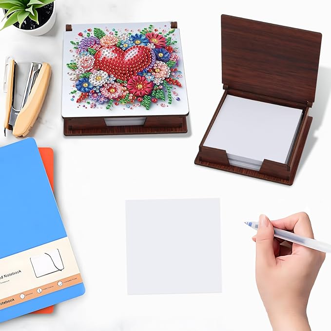 Formeydemi Diamond Painting Kit Note Box,Memo Paper Storage Box Diamond Art,Sticky Note Holder Diamond Art,Diamond Painting Memo Pad For Office Desk. (Love)
