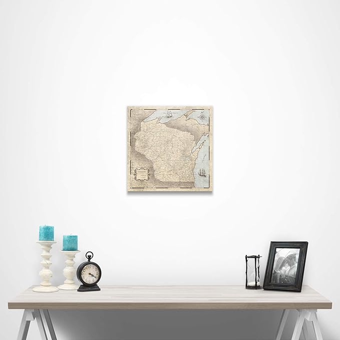 Push Pin Wisconsin Map Board - With Push Pins to Mark Wisconsin Travel - Handmade in Ohio, USA - Design: Rustic Vintage