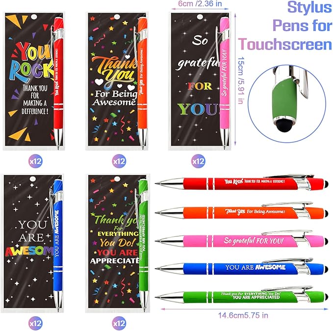 Aartner 60 Sets Employee Appreciation Gifts Pens Bulk Team Teacher Staff Thank You Gifts with Bookmarks Favors Items Black Ink Ballpoint Pen Inspirational for Collegue Party Guests Her Him Women Men