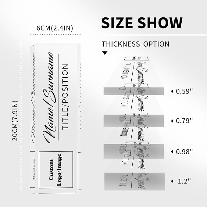 Name Plate for Desk, Custom Logo Desk Name Plate Personalized, Custom Acrylic Name Plate for Office Desk Decor, Employee Appreciation Gifts The Office Gifts for Men and Women with Image and Text