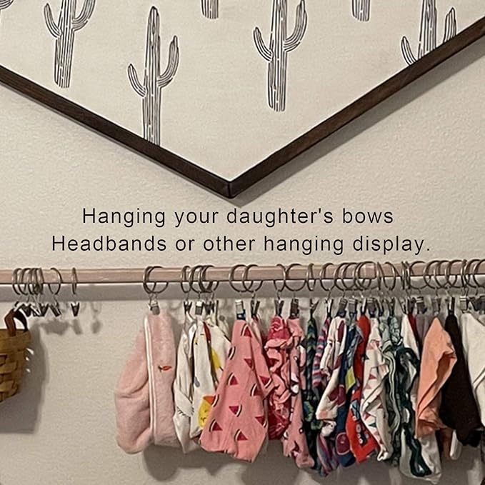 LLPJS 40 Pack Curtain Rings with Clips, Curtain Clip Rings Hooks, Bow Hanger Clips for Hanging Drapery Drapes Bows, Ring 1.26 inch Interior Diameter, Fits up to 1" Rod, Matte Silver