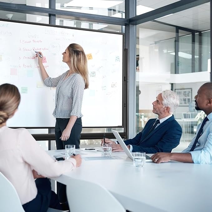 BIBOC Large White Board 32x48 Inches - Mobile Rolling White Board on Wheels, Double-Sided Height Adjustable Dry Erase Whiteboard Wheel with Stand for Office, School, Home-BNK3248WH