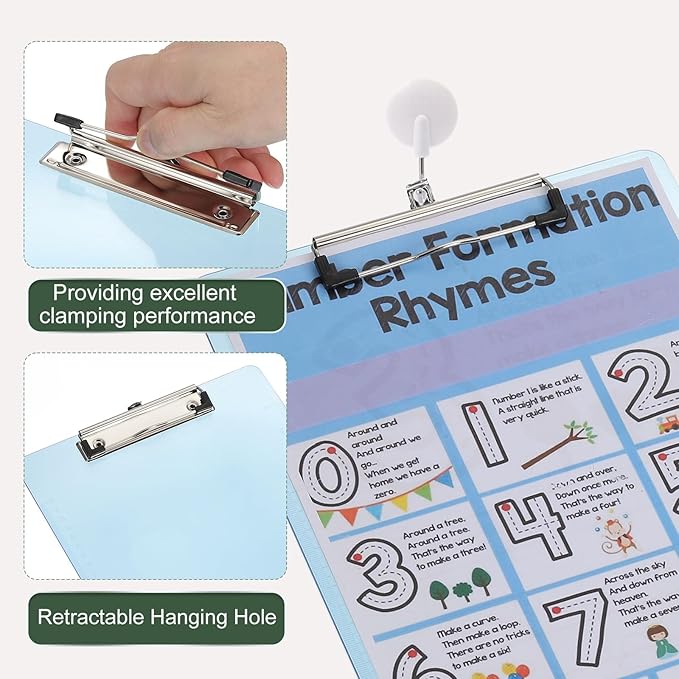M&G 2 Pcs Plastic Clipboards 12.4 x 8.9 Inch, Ruler Clip Boards with Low Profile Metal Clip Holds 110 Sheets of A4 Letter Size Paper for Office Classroom, Transparent Blue