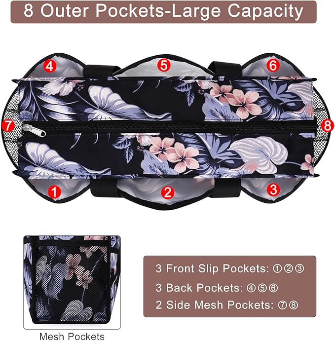 Utility Tote Bag with Laptop Compartment Luggage Sleeve Zippered Multi-pocket Commute Shoulder Purse for Nursing/Work