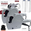 2 Pack Price Gun - 1 Line Label Pricing Gun with 10,000pcs White Labels Handheld Date Code Prices Labels Maker with Pre-Loaded Inks & Label Remover for Retails, Yard Sales, Groceries, Supermarket