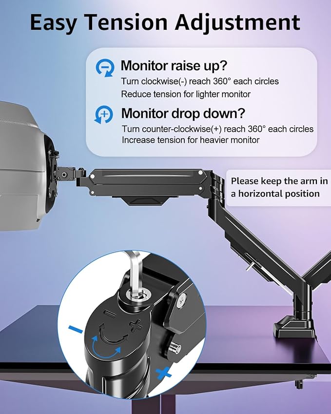 MOUNTUP Dual Monitor Stand for Max 43 inch Screens, Ultrawide Monitor Arm Height Adjustable, Heavy Duty Dual Monitor Mount, Full Motion Premium Monitors Arm, Holds 2.2 to 33 lbs, VESA Desk Mount