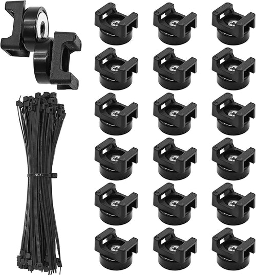 20Pcs Magnetic Zip Tie Mount and 100 Nylon Cable Ties, Magnetic Cable Clips, Multi-purpose Cable Tie Management Base, Office Cable Organizer (22mm)