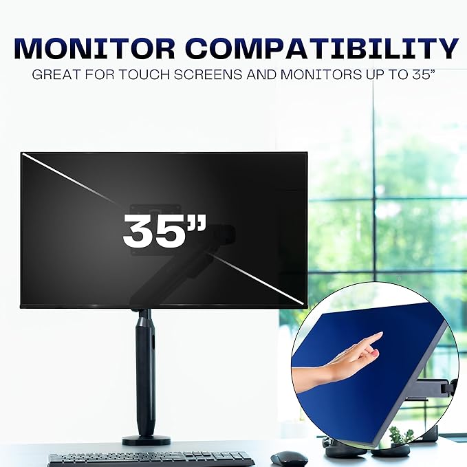 VIVO Flexible Mechanical Arm Single Ultrawide Monitor Desk Mount for Up to 35 inch Screens, Heavy Duty Clamp, Holds Ultra Wides Up to 24.2 lbs, Black, STAND-V10PH