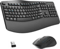 Wireless Keyboard and Mouse Combo,2.4G Full Size Wave Keys Ergonomic Keyboard with Wrist Rest for Natural Typing, 3 DPI Adjustable Ergonomic Silent Mouse for Computer/Laptop/Windows/Mac (Gray)